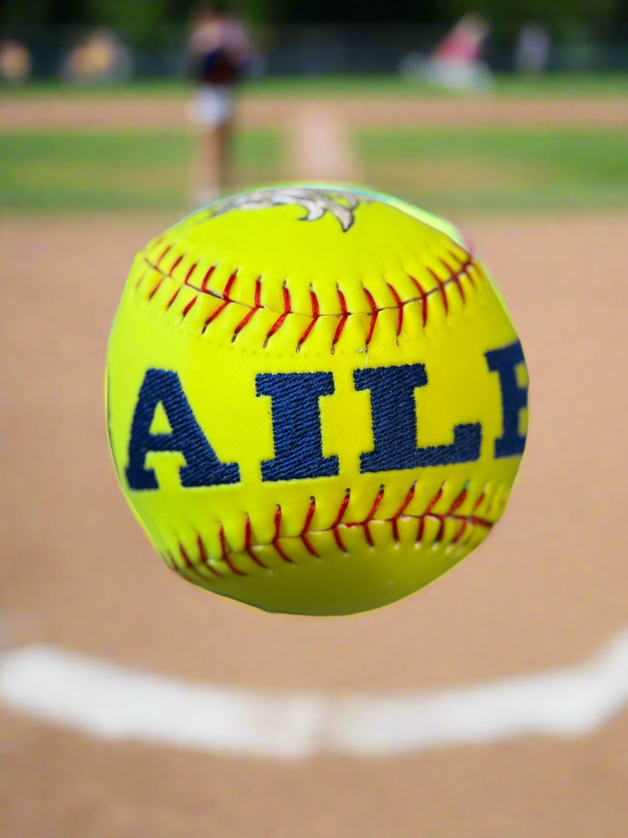 Personalized Embroidered Softball Keepsake