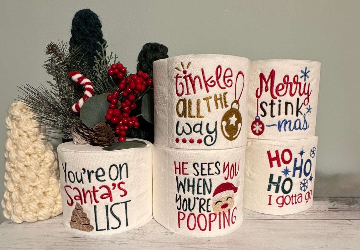 Festive Flush - Embroidered Toilet Paper