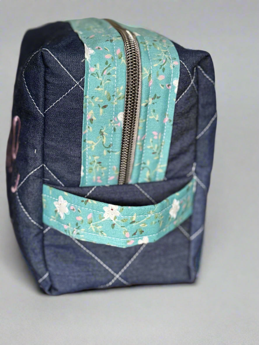 Denim Cosmetic Bag - Large