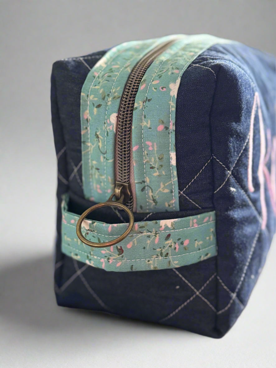 Denim Cosmetic Bag - Large