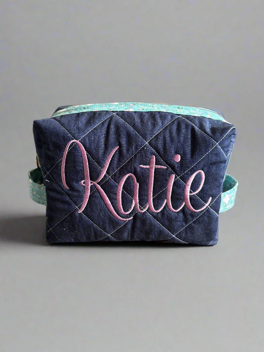 Denim Cosmetic Bag - Large